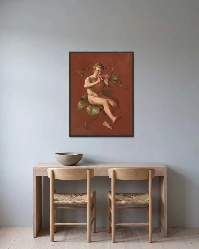 Faun av Constantin Hansen inramad på en vägg