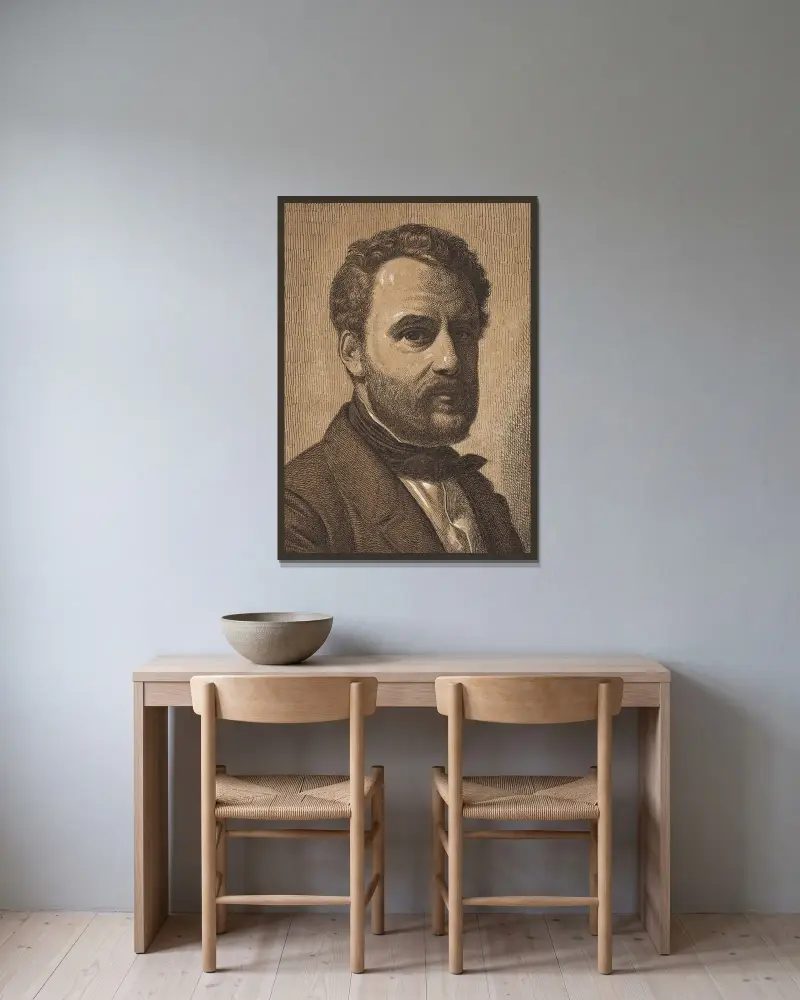 Porträt von Wilhelm Marstrand, 1851 – Nr. 1 von Constantin Hansen gerahmt an einer Wand