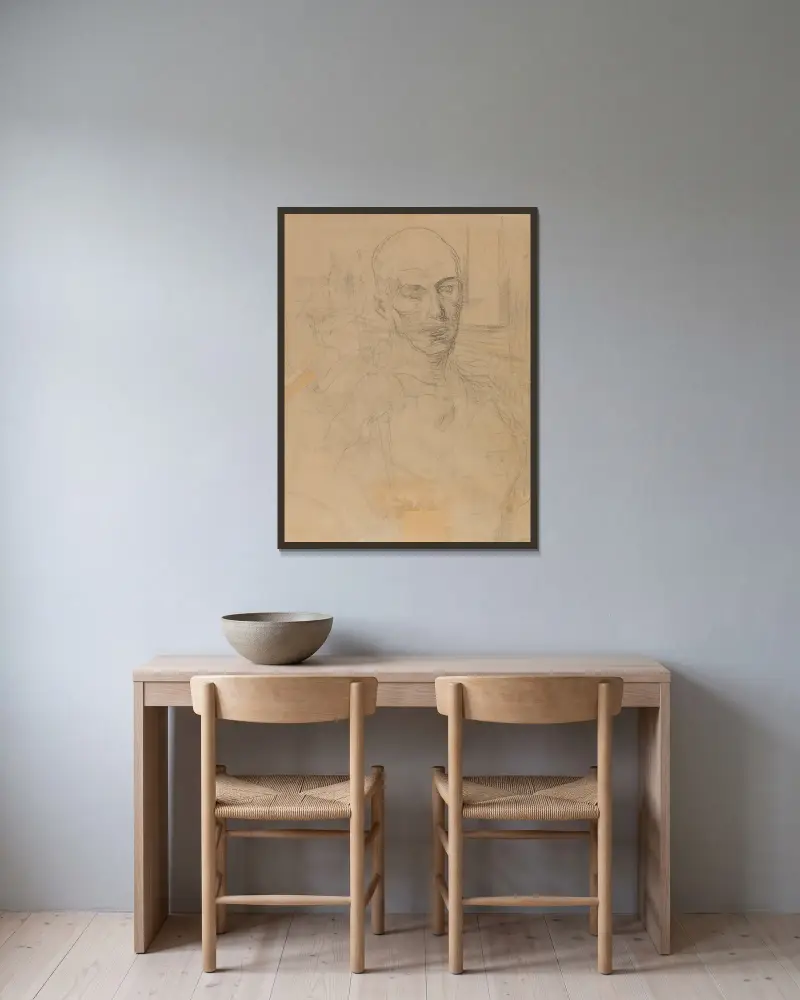 Male Torso av Constantin Meunier inramad på en vägg