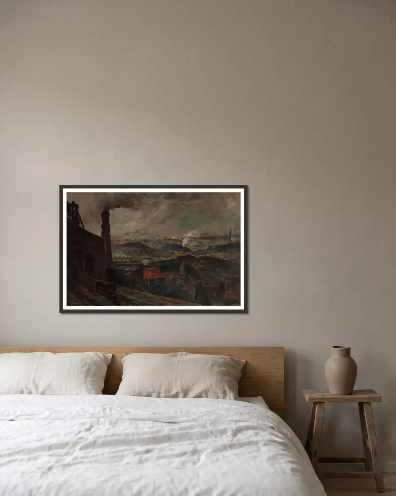 Mining Area av Constantin Meunier inramad på en vägg