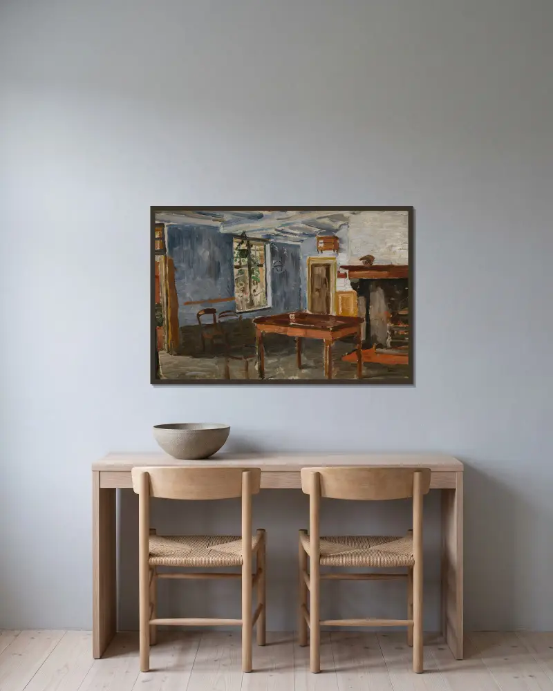 Die blaue Schenke von Constantin Meunier gerahmt an einer Wand