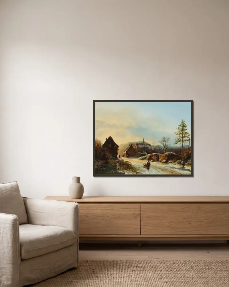A winter’s day av Barend Cornelis Koekkoek inramad på en vägg