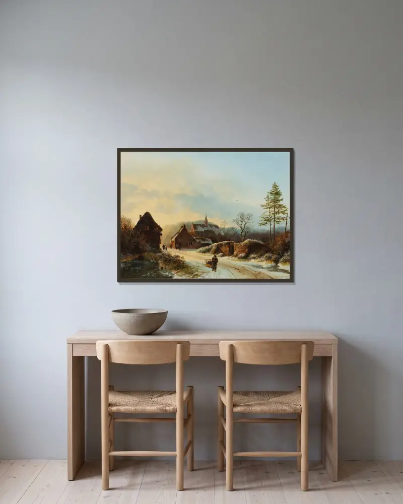 A winter’s day av Barend Cornelis Koekkoek inramad på en vägg