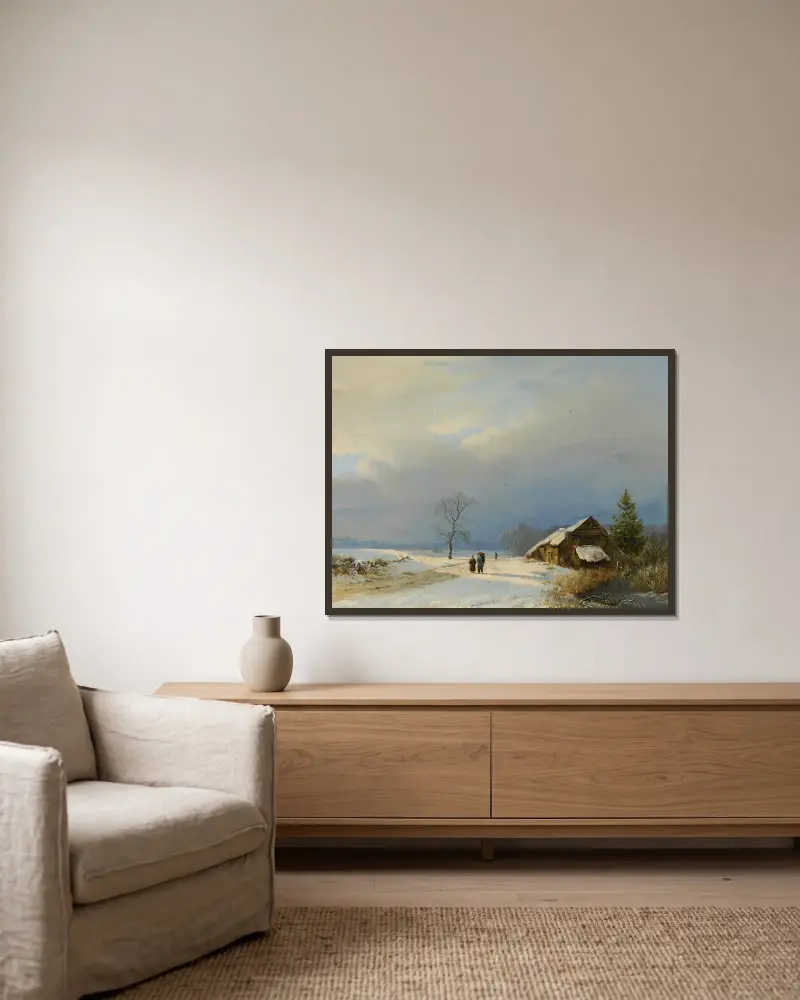 Holländsk vinter i Gooi av Barend Cornelis Koekkoek inramad på en vägg