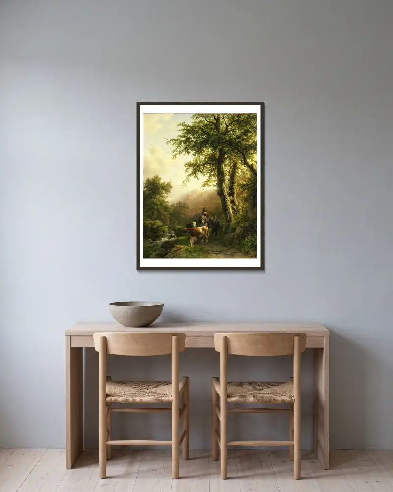 Italian Landscape av Barend Cornelis Koekkoek inramad på en vägg