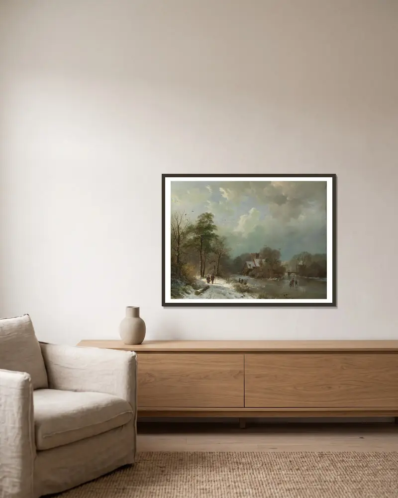 Winterlandschaft, Holland von Barend Cornelis Koekkoek gerahmt an einer Wand