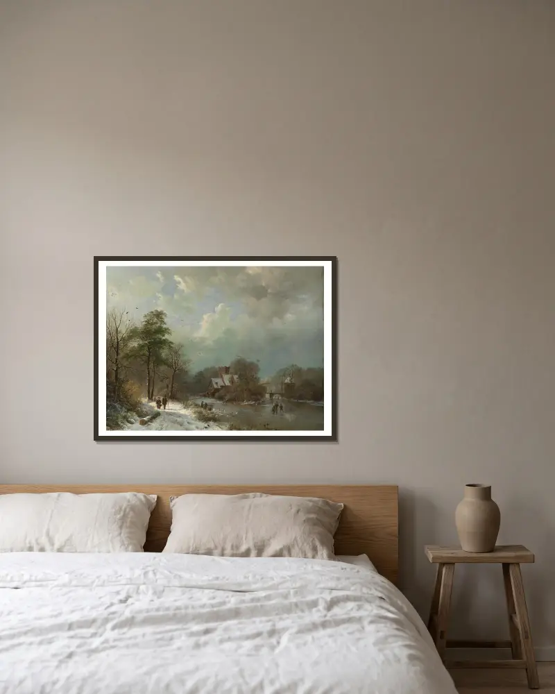Winterlandschaft, Holland von Barend Cornelis Koekkoek gerahmt an einer Wand