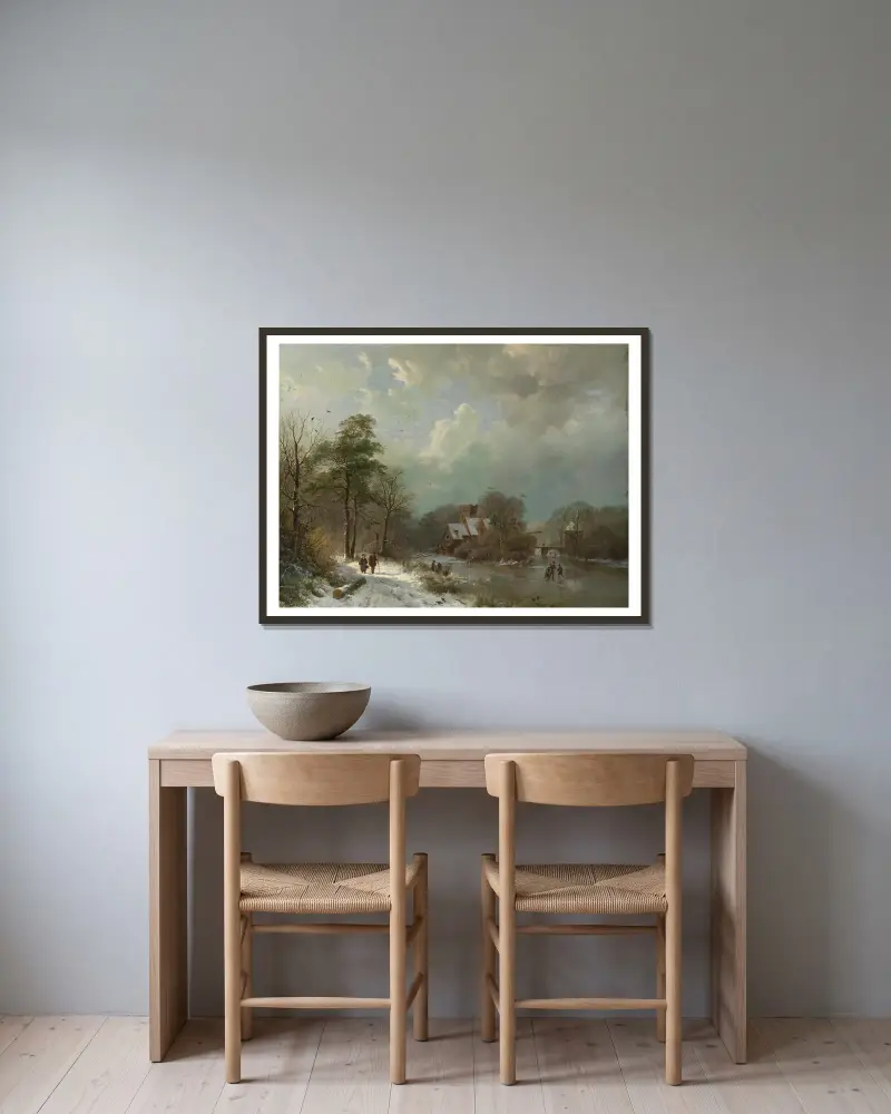 Winterlandschaft, Holland von Barend Cornelis Koekkoek gerahmt an einer Wand