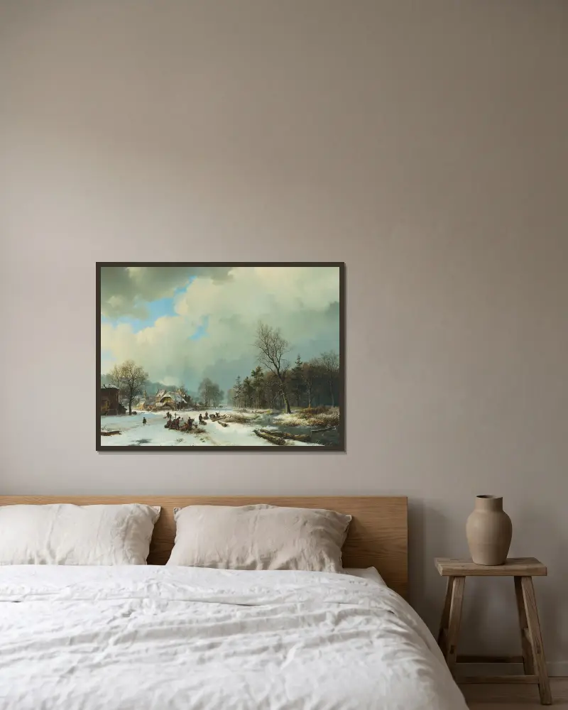 Winterszene von Barend Cornelis Koekkoek gerahmt an einer Wand