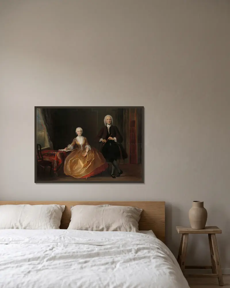 A Couple Making Music av Cornelis Troost inramad på en vägg