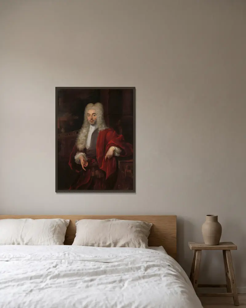 Portrait of a Man av Cornelis Troost inramad på en vägg