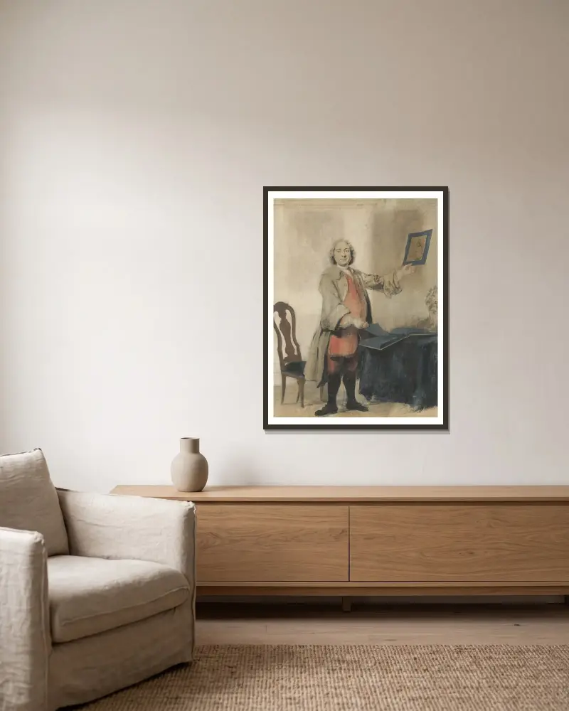 Bildnis von Cornelis Bouman von Cornelis Troost gerahmt an einer Wand