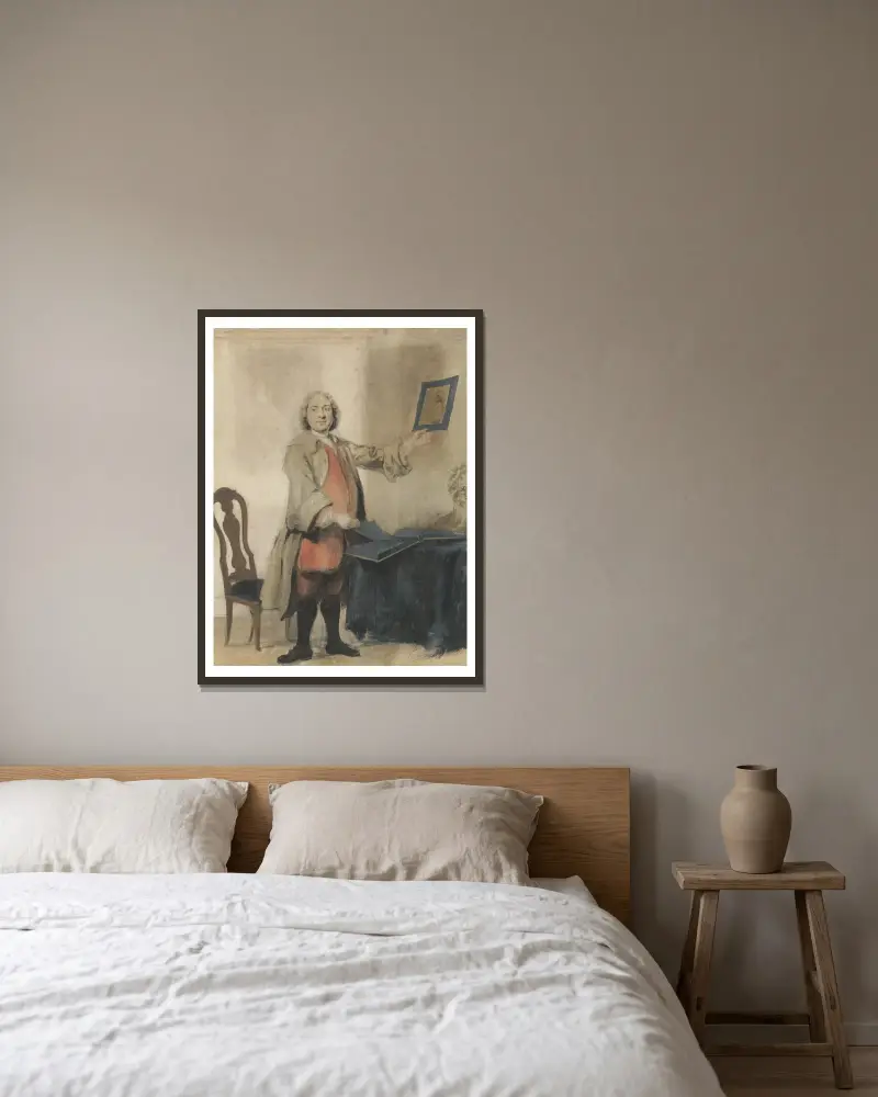 Bildnis von Cornelis Bouman von Cornelis Troost gerahmt an einer Wand