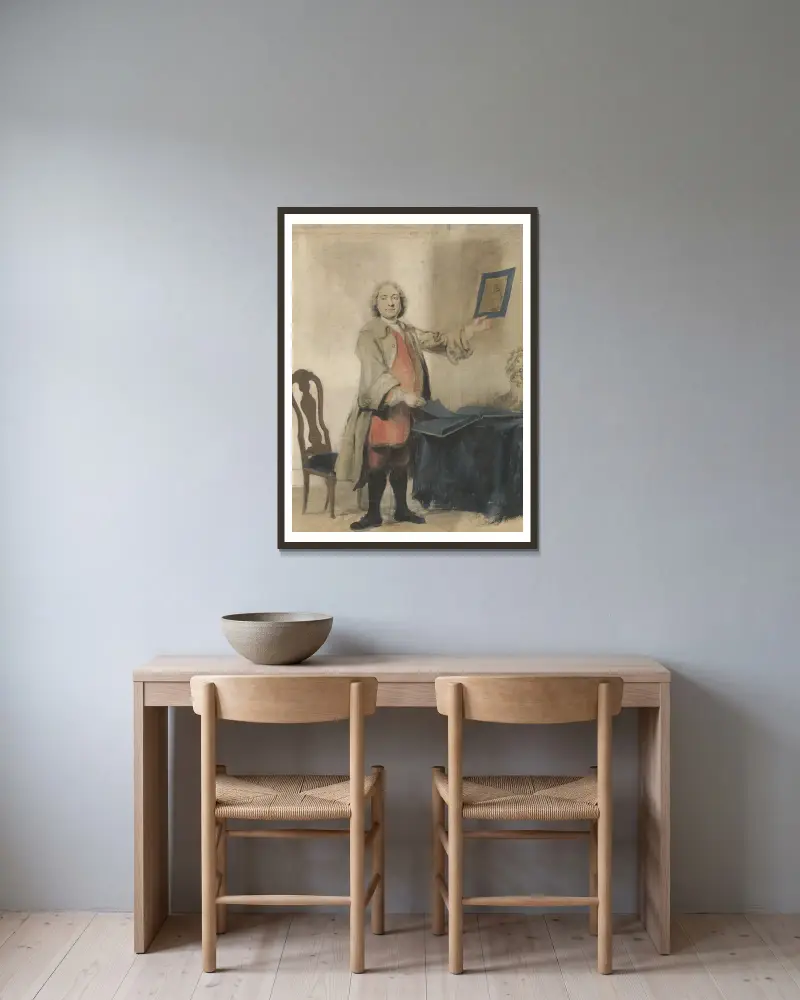 Bildnis von Cornelis Bouman von Cornelis Troost gerahmt an einer Wand