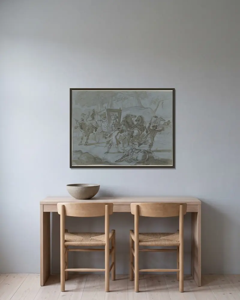 Přepadení kočáru, Cornelis Troost v rámu na stěně