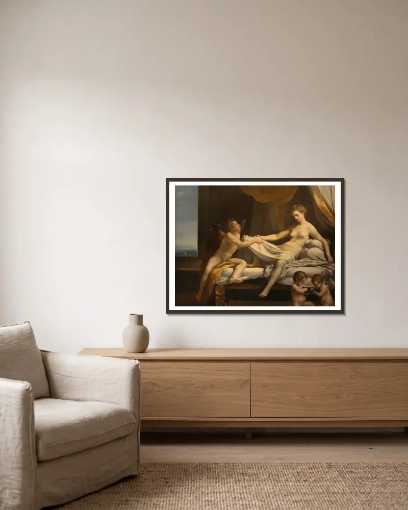 Danae von Correggio gerahmt an einer Wand