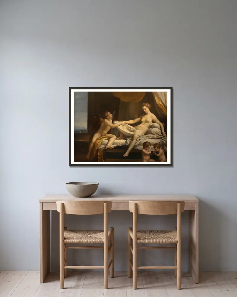 Danae von Correggio gerahmt an einer Wand