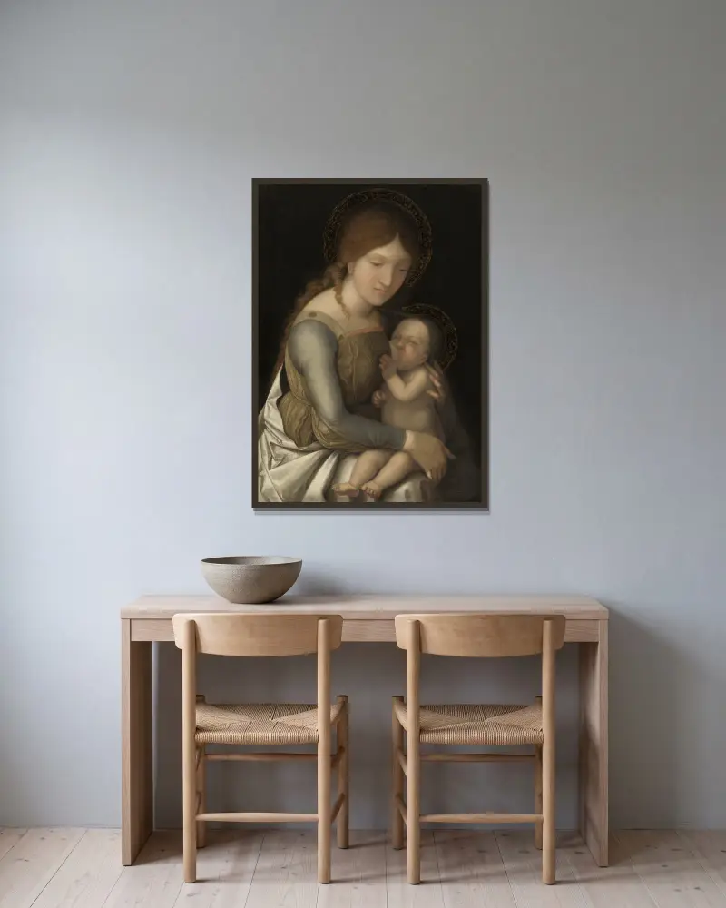 Madona s dítětem, Correggio v rámu na stěně