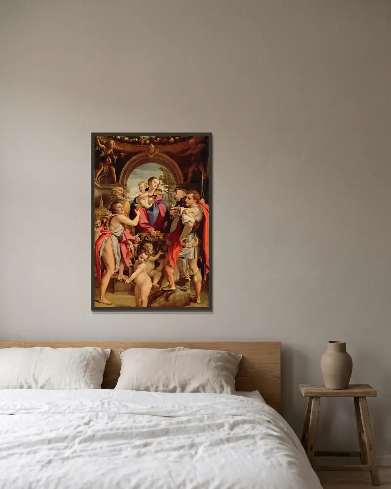 Madonnan med Sankt Göran av Correggio inramad på en vägg