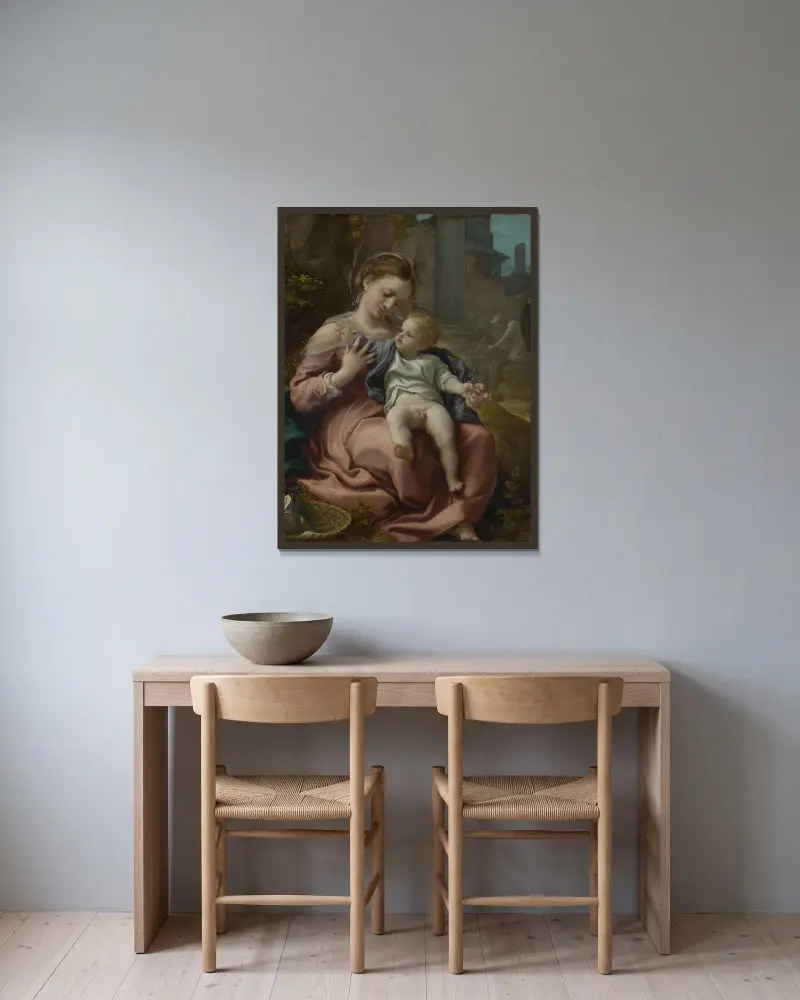 Madonna z koszykiem, Correggio w ramie na ścianie