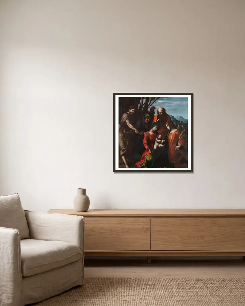 Die mystische Vermählung der heiligen Katharina, 1510 – Nr. 1 von Correggio gerahmt an einer Wand