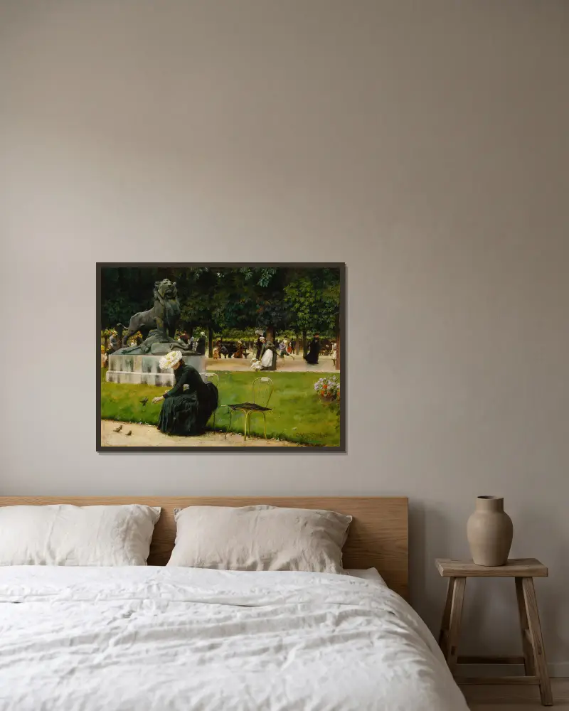 I Luxemburgträdgården av Charles Courtney Curran inramad på en vägg
