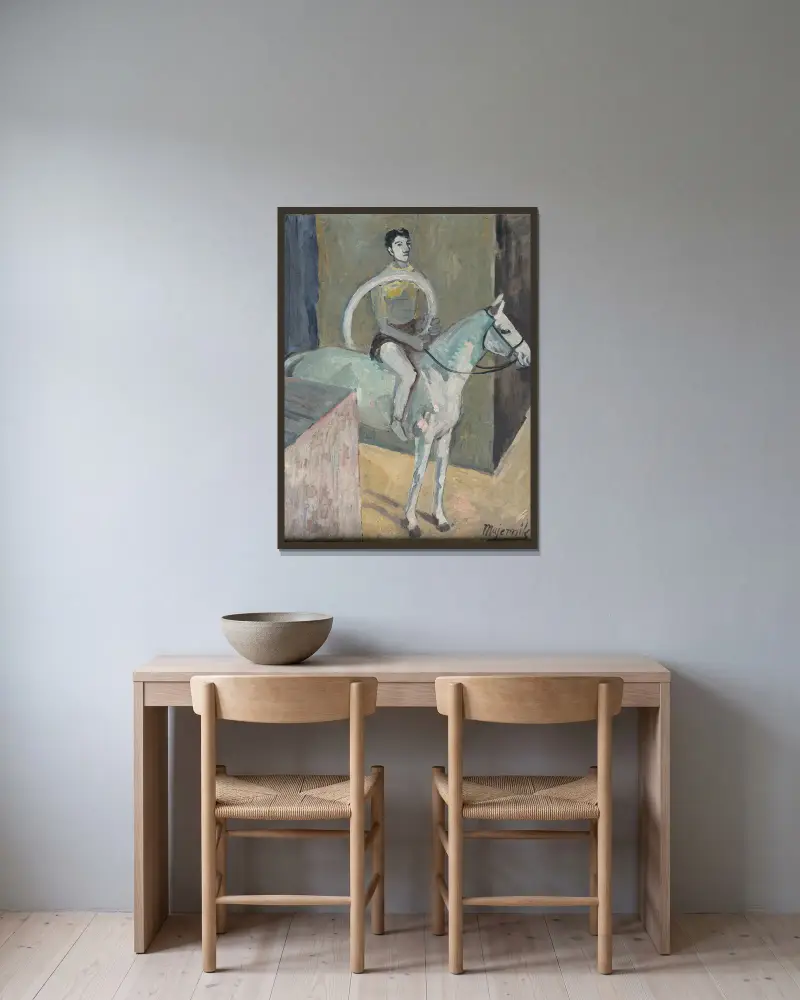 Zirkusreiter (Beim heiligen Abendmahl) von Cyprián Majerník gerahmt an einer Wand