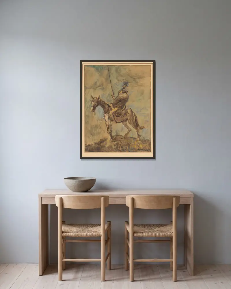 Don Quixote von Cyprián Majerník gerahmt an einer Wand
