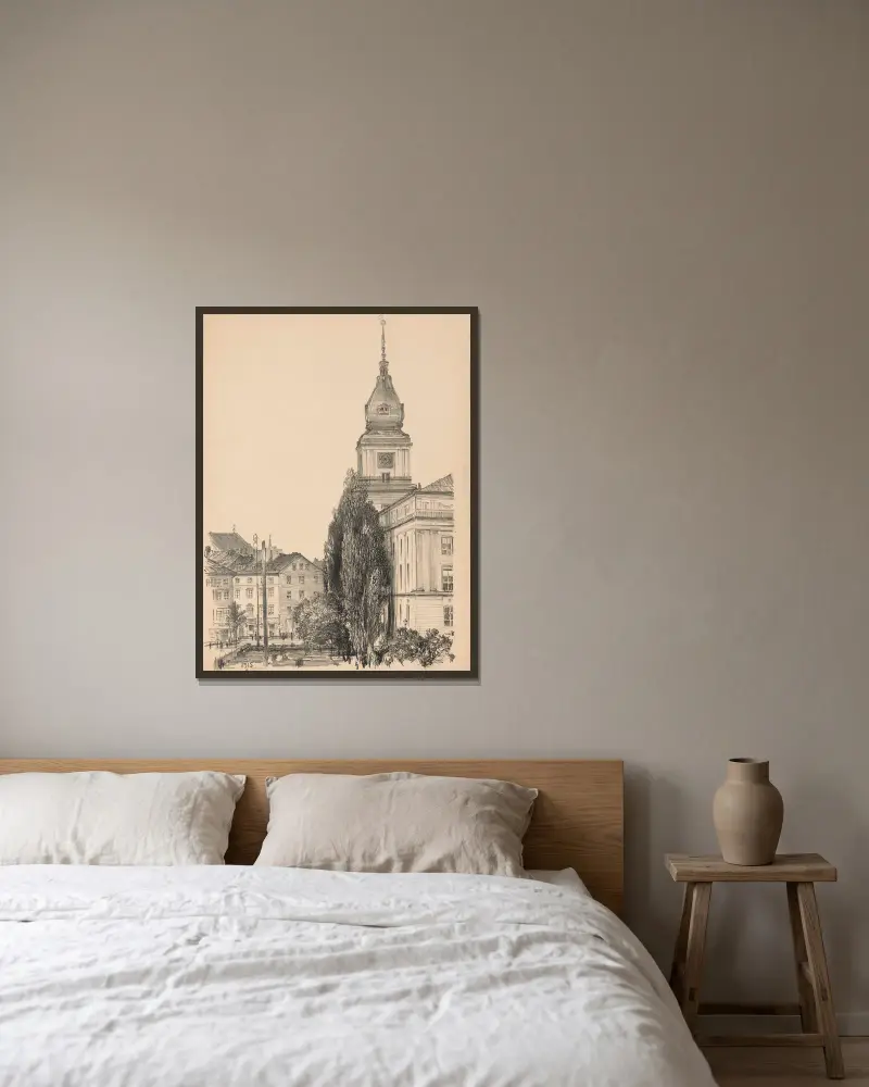 Castle tower. Chart I av Feliks Jabłczyński inramad på en vägg