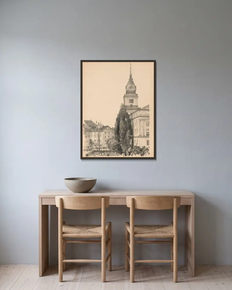 Castle tower. Chart I av Feliks Jabłczyński inramad på en vägg