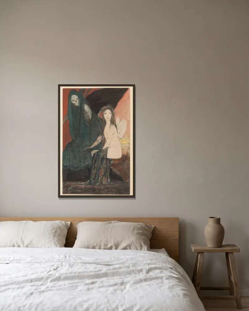Tod und Psyche, 1908 – Nr. 1 von Feliks Jabłczyński gerahmt an einer Wand