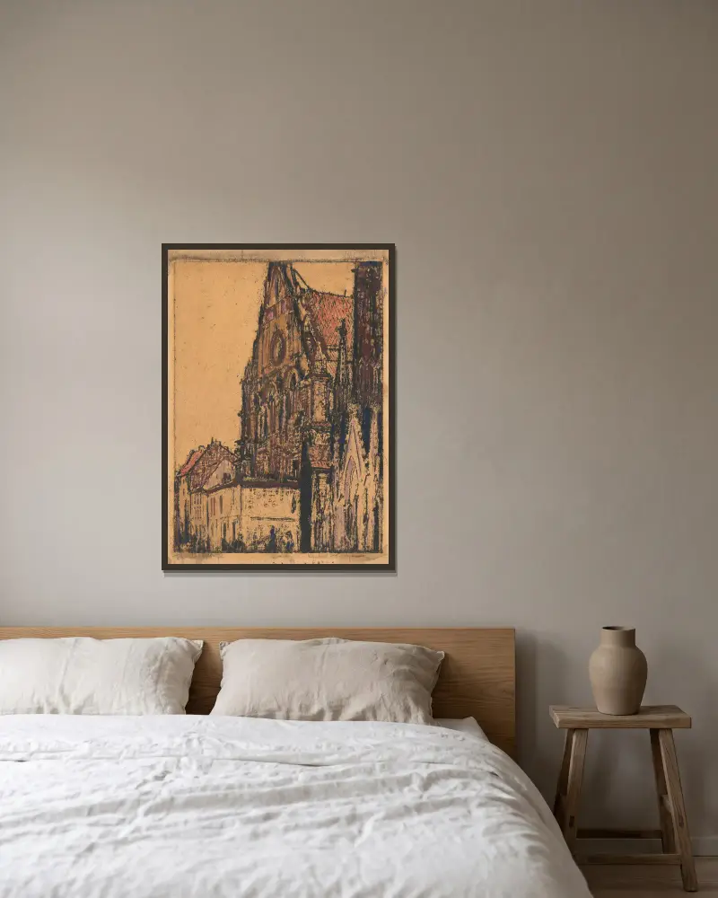 Die Piaristenkirche in Warschau von Feliks Jabłczyński gerahmt an einer Wand
