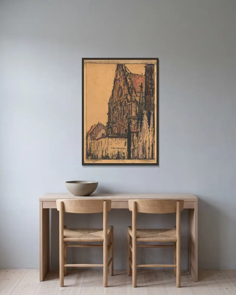 Die Piaristenkirche in Warschau von Feliks Jabłczyński gerahmt an einer Wand
