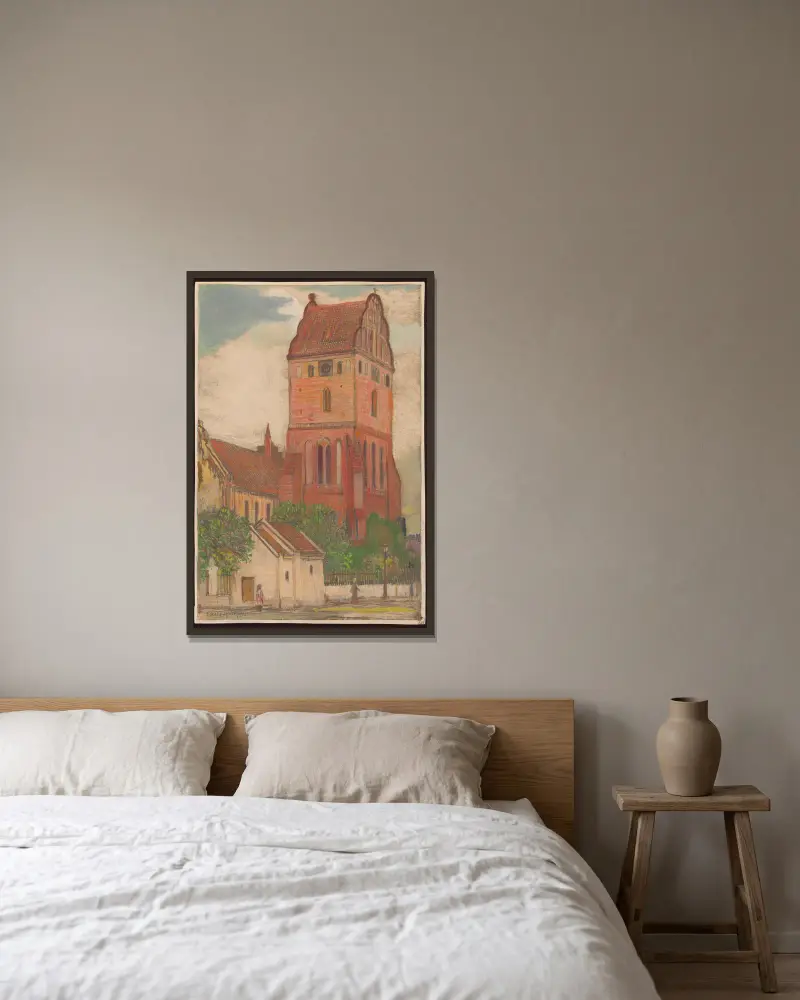 Jungfrau-Maria-Kirche in Nowe Miasto, 1913 von Feliks Jabłczyński gerahmt an einer Wand