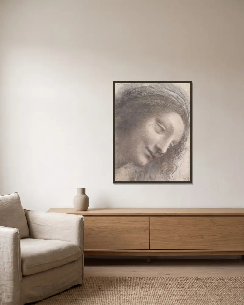 The Head of the Virgin in Three-Quarter View Facing Right, Leonardo da Vinci w ramie na ścianie