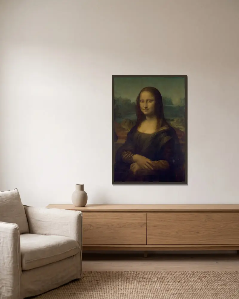 Mona Lisa von Leonardo da Vinci gerahmt an einer Wand