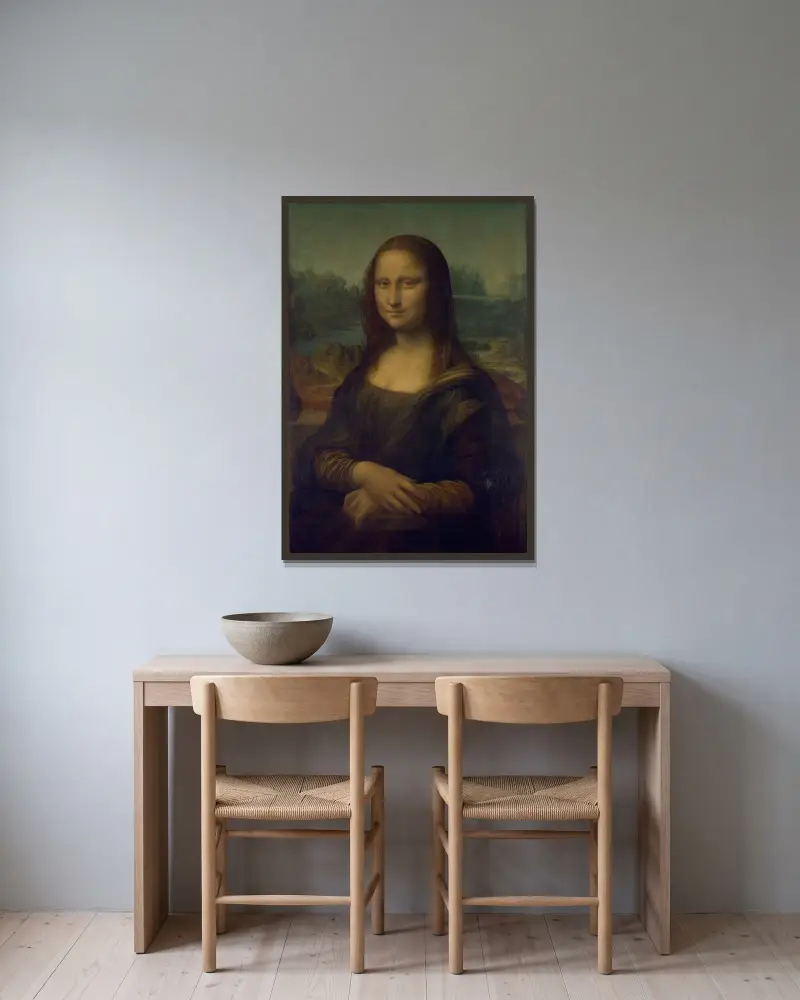 Mona Lisa von Leonardo da Vinci gerahmt an einer Wand