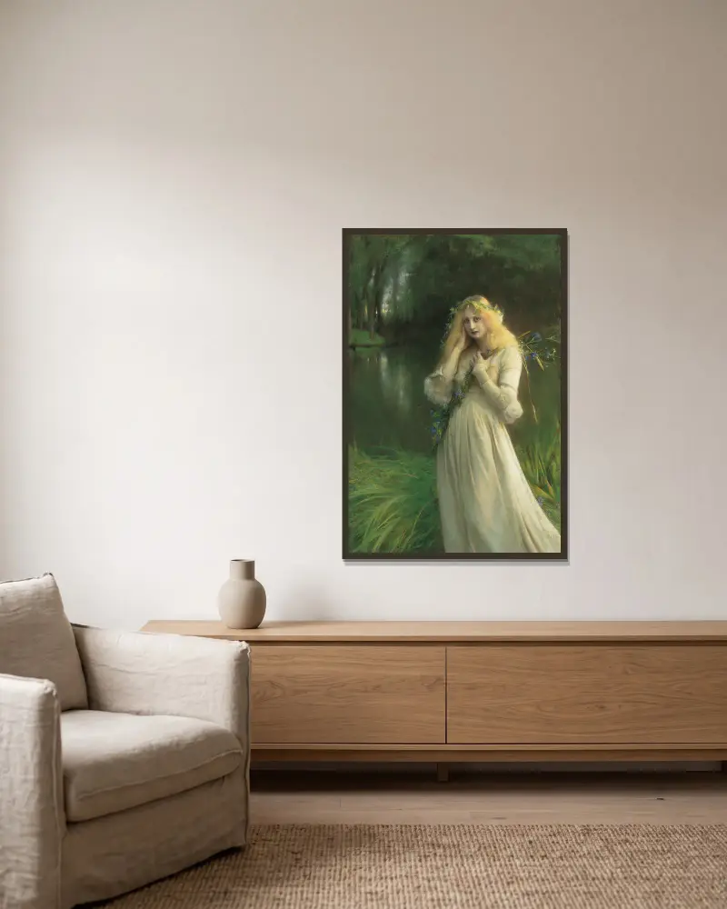 Ophelia av Pascal-Adolphe-Jean Dagnan-Bouveret inramad på en vägg