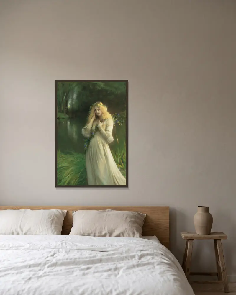 Ophelia av Pascal-Adolphe-Jean Dagnan-Bouveret inramad på en vägg