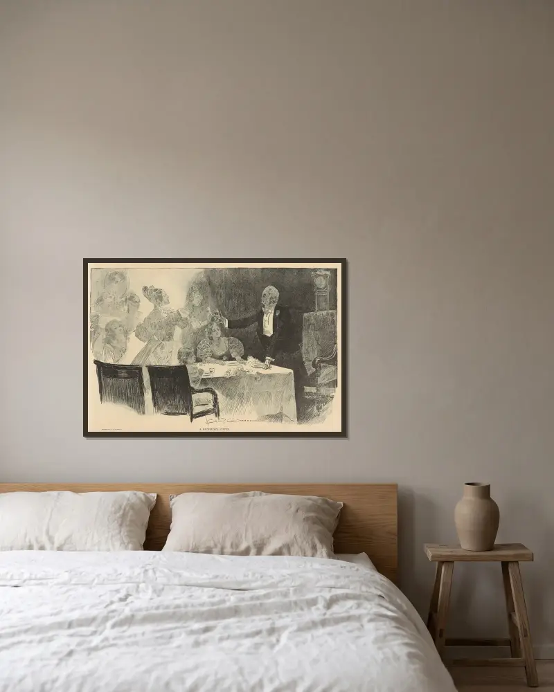 Ein Junggesellenessen von Charles Dana Gibson gerahmt an einer Wand