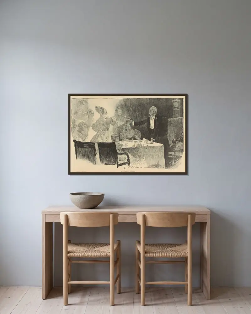 Ein Junggesellenessen von Charles Dana Gibson gerahmt an einer Wand