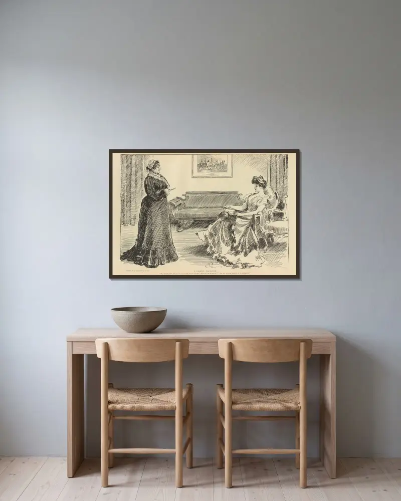 A careful daughter av Charles Dana Gibson inramad på en vägg