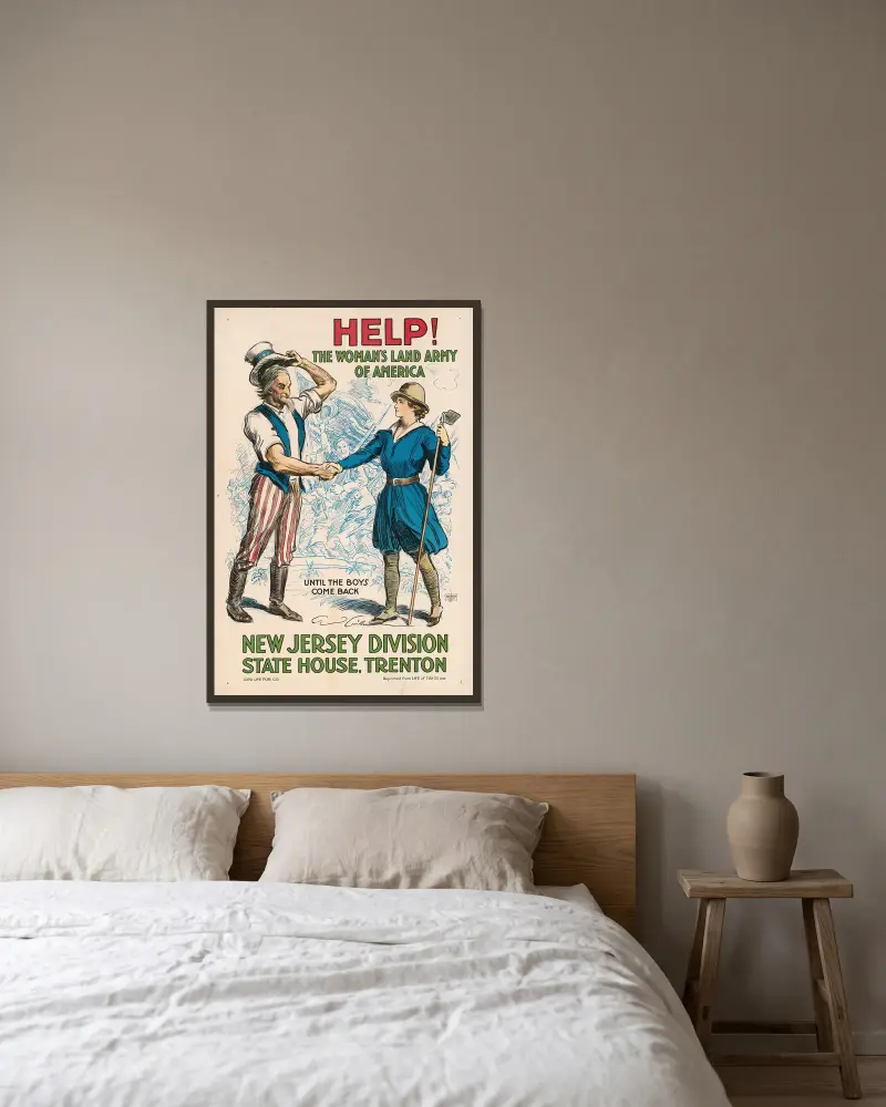 Help! The Woman’s Land Army of America av Charles Dana Gibson inramad på en vägg