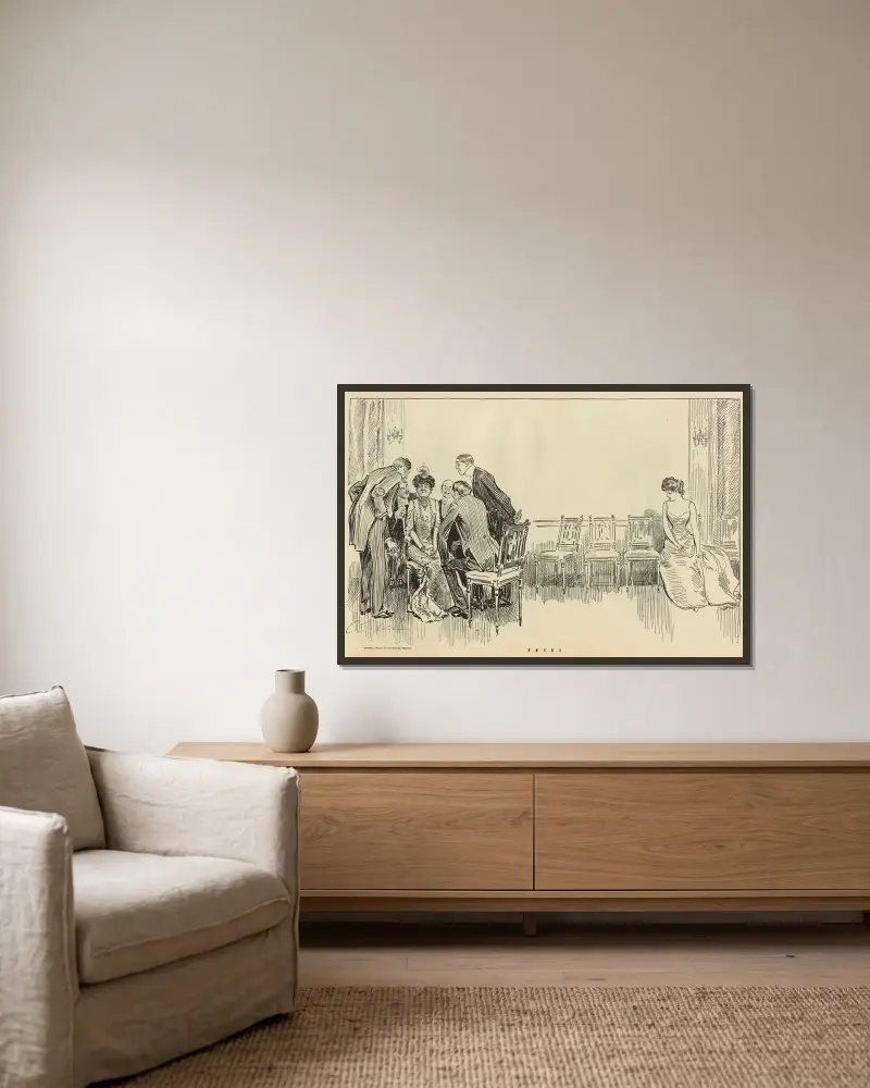 $$$$$, 1900 av Charles Dana Gibson inramad på en vägg