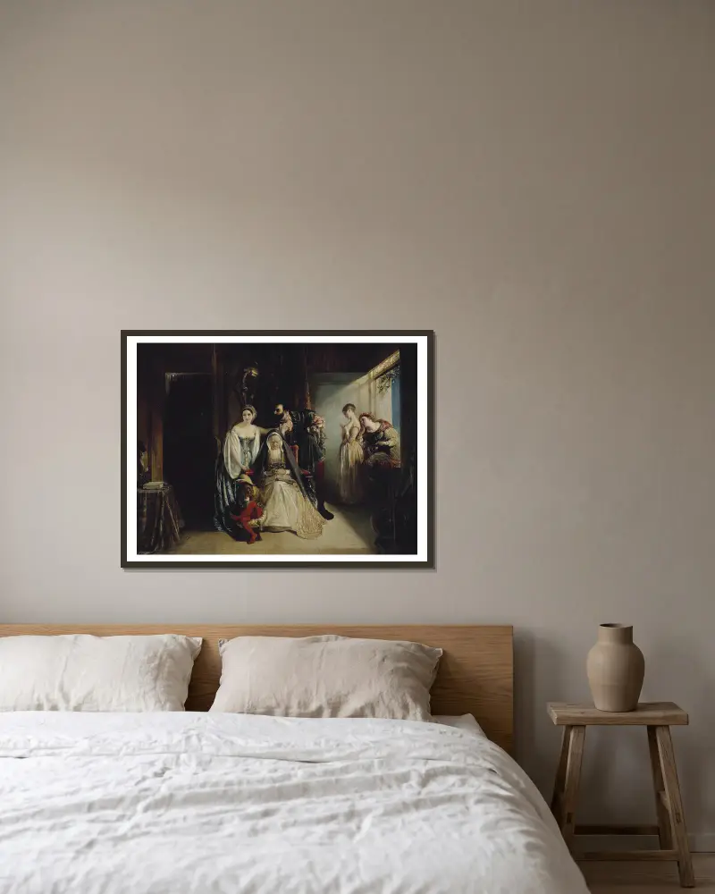 Frans I och Diane av Poitiers av Daniel Maclise inramad på en vägg
