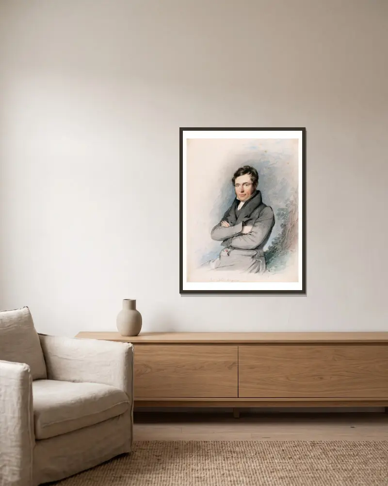 Porträtt av John Maguire av Daniel Maclise inramad på en vägg