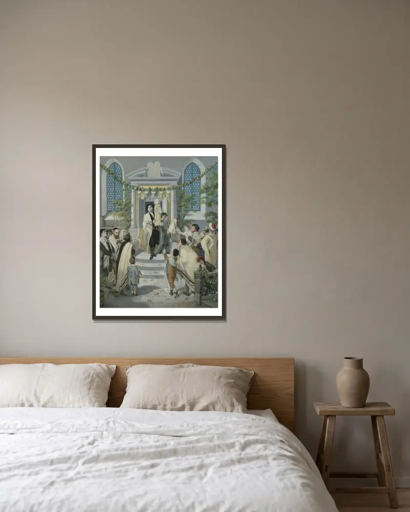 Shavuot (Pentecost) av Moritz Daniel Oppenheim inramad på en vägg
