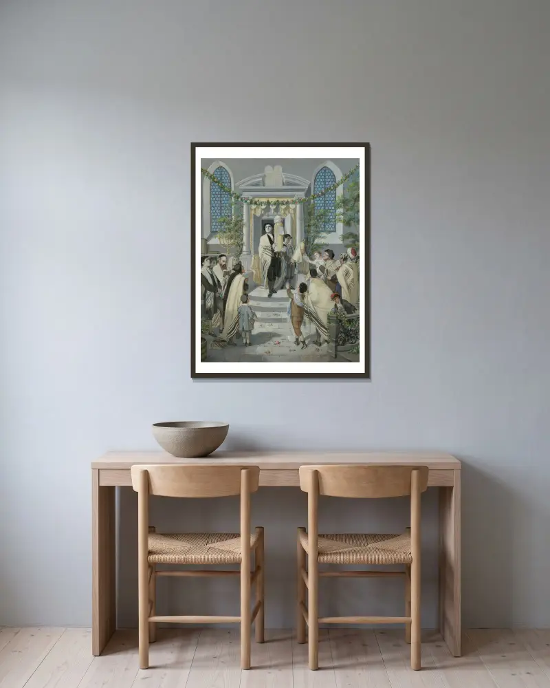 Shavuot (Pentecost) av Moritz Daniel Oppenheim inramad på en vägg