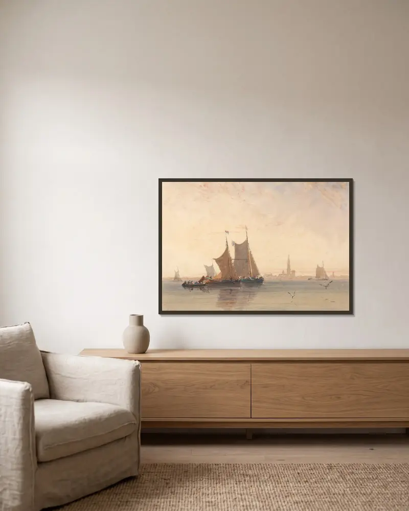 Antwerpen, Morgen von David Cox gerahmt an einer Wand