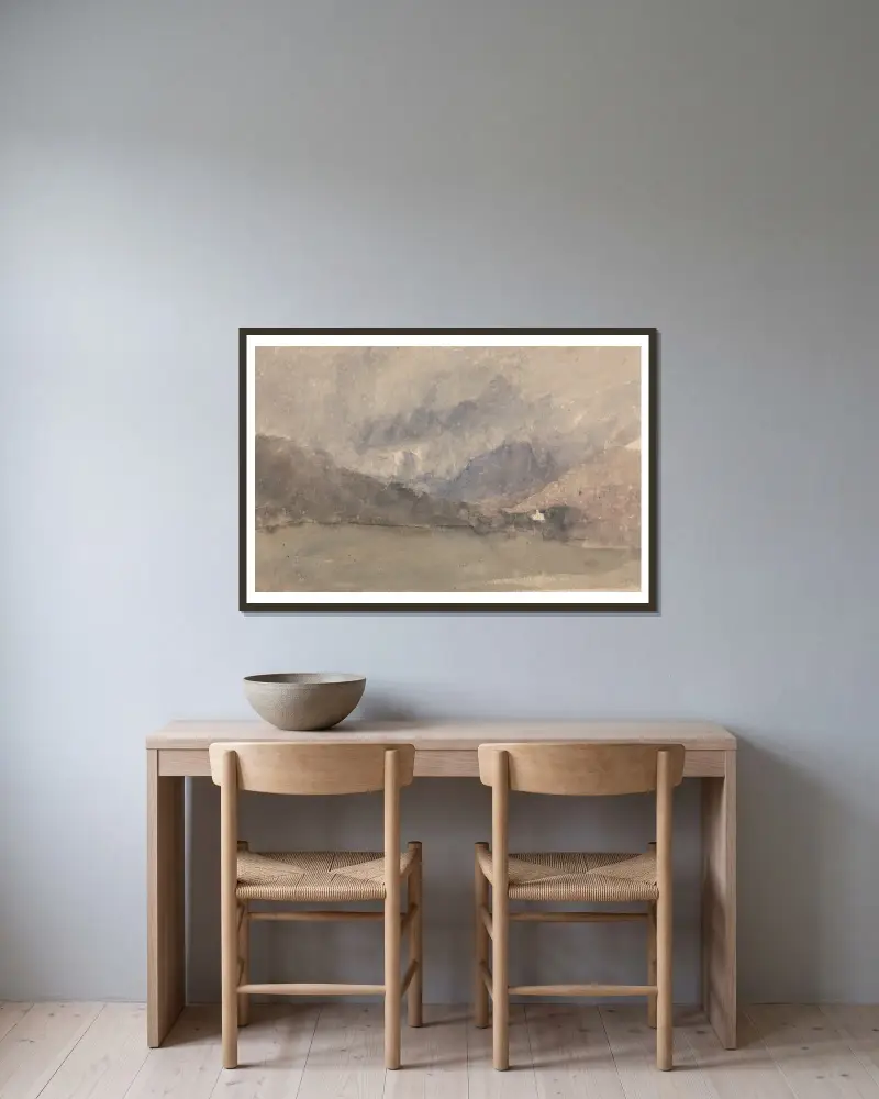 Capel Curig, Caernarvonshire, Wales av David Cox inramad på en vägg